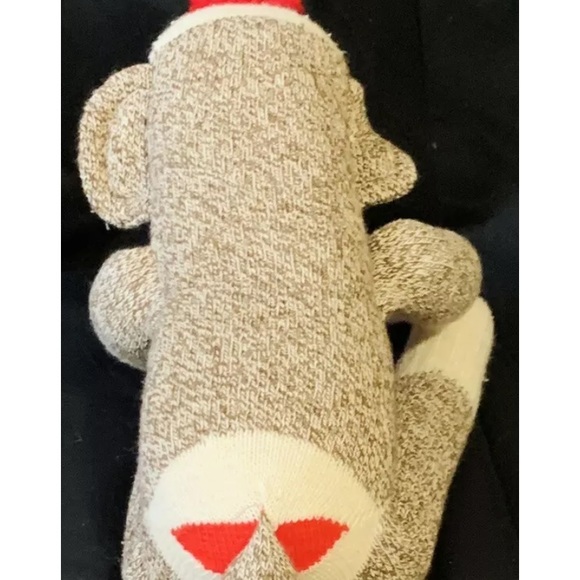 Brown Red Classic Sock Monkey Plush Stuffed Animal Long Hanging Knit White 19" - Picture 4 of 7
